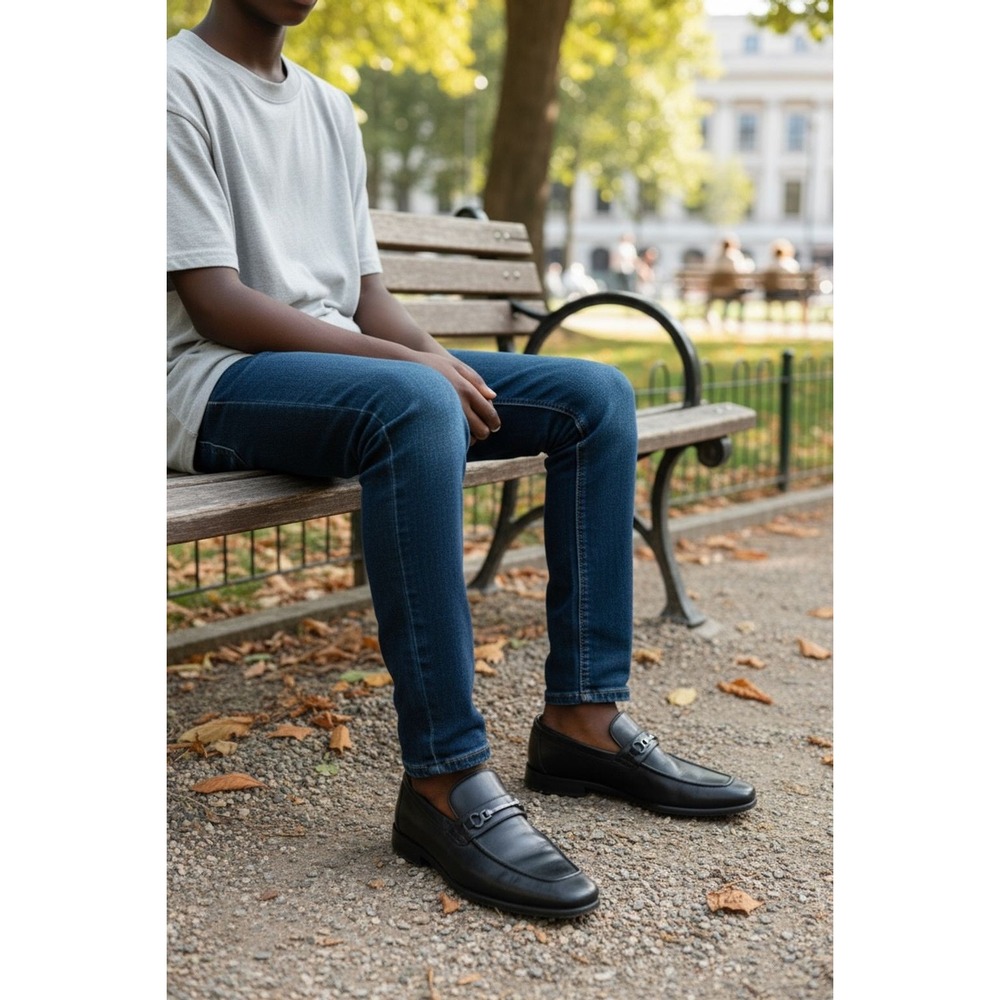 Florsheim Men's Black Leather slip on Loafers Horsebit Accent Size 10 dress shoe